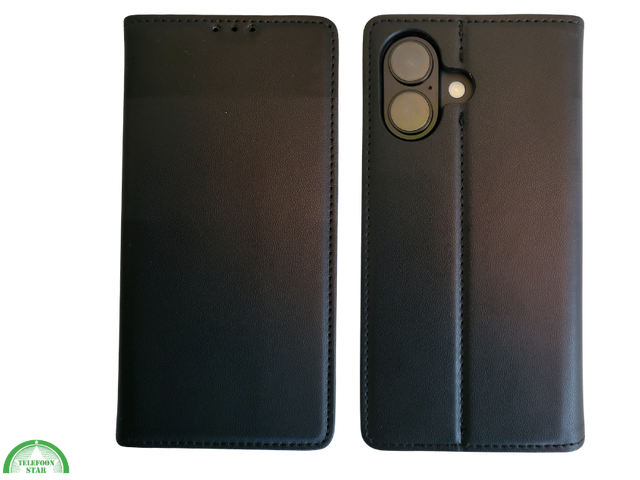Flip Case Boek Zwart Luxe Leren Klaphoes met 3 Pashouders voor iPhone 16