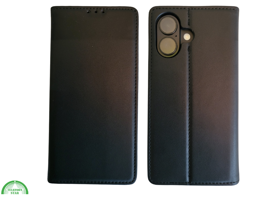 Flip Case Boek Zwart Luxe Klaphoes met 3 Pashouders voor iPhone 16 Plus