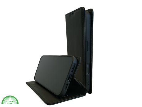 Flip Case Boek Zwart Luxe Leren Klaphoes met 3 Pashouders voor iPhone 16